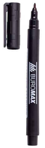 Маркер водостійкий, чорний, 1мм, спиртова основа, BM.8704-01 BUROMAX